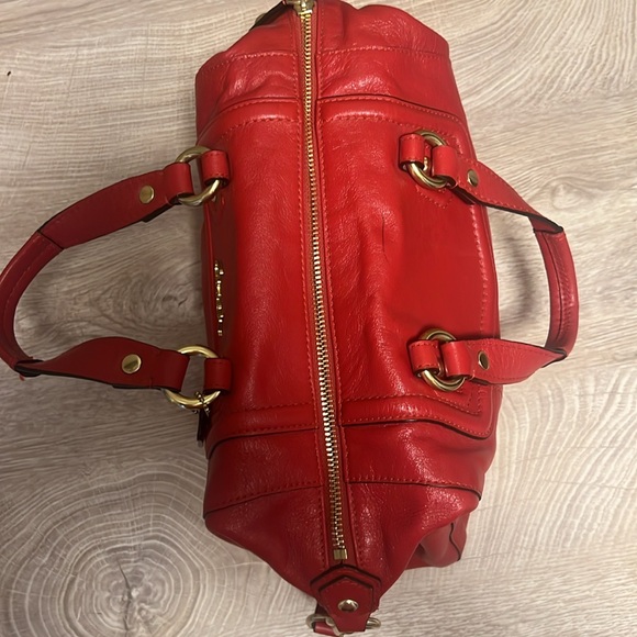 Beautiful Red Authentic Coach Purse with Hidden Long Strap and Short Strap - Picture 3 of 14
